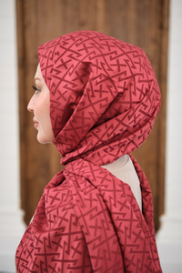 Geometrik Desen Şal Bordo