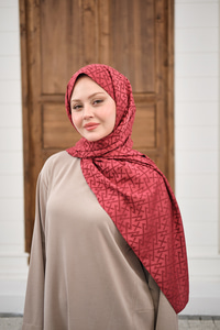 Geometrik Desen Şal Bordo