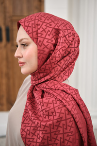 Geometrik Desen Şal Bordo