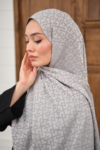 Geometrik Desen Şal Gri