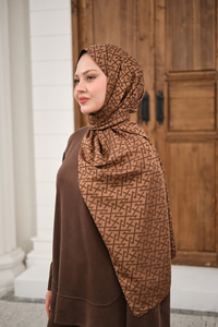 Geometrik Desen Şal Kahverengi