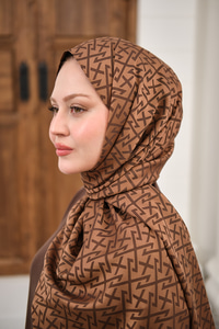 Geometrik Desen Şal Kahverengi