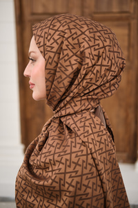 Geometrik Desen Şal Kahverengi