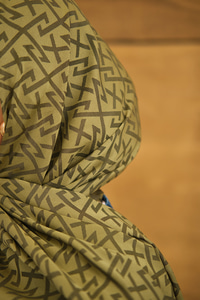 Geometrik Desen Şal Koyu Yağ Yeşil