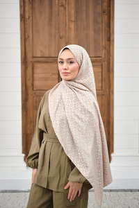 Geometrik Desen Şal Krem