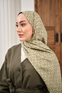 Geometrik Desen Şal Küf Yeşil