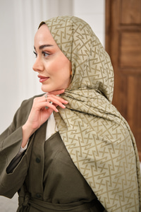 Geometrik Desen Şal Küf Yeşil