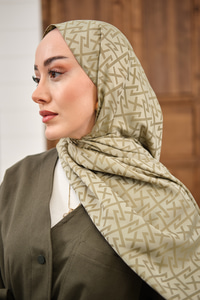 Geometrik Desen Şal Küf Yeşil