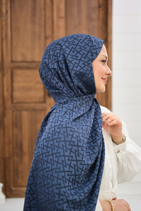 Geometrik Desen Şal Lacivert