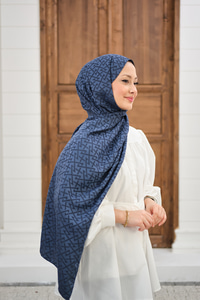 Geometrik Desen Şal Lacivert