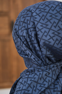 Geometrik Desen Şal Lacivert