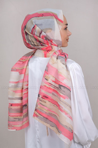 Uygun Fiyatlı GEOMETRIK DESEN SAL PEMBE | Loccomoda.com 