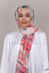 Uygun Fiyatlı GEOMETRIK DESEN SAL PEMBE | Loccomoda.com 