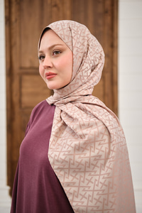 Geometrik Desen Şal Pudra