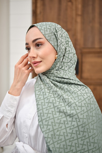 Geometrik Desen Şal Su Yeşil