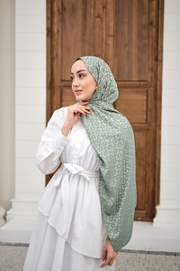 Geometrik Desen Şal Su Yeşil