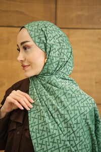 Geometrik Desen Şal Yeşil