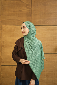 Geometrik Desen Şal Yeşil