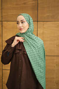 Geometrik Desen Şal Yeşil