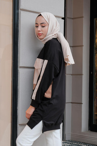 Geometrik Desen Tunik  Siyah