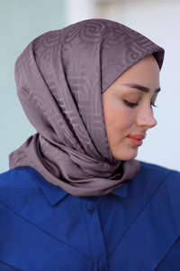 Geometrik Jakar Eşarp Koyu Gri