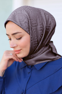 Geometrik Jakar Eşarp Koyu Gri