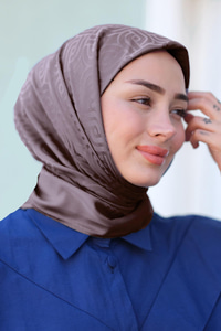 Geometrik Jakar Eşarp Koyu Gri