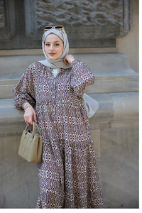 Geometrik Motif Desen Elbise Vizon