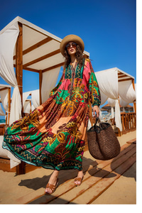 Geometrik Şölen Elbise Kırmızı