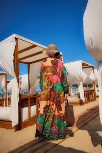 Geometrik Şölen Elbise Kırmızı