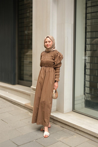 Gipeli Elbise Kahverengi