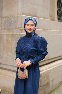 Gipeli Elbise Lacivert