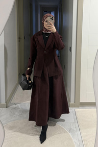 Gizli Cep Ve Önü Pile Detaylı Takım Bordo