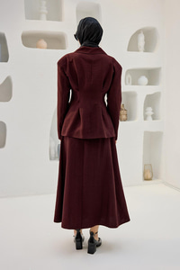 Gizli Cep Ve Önü Pile Detaylı Takım Bordo