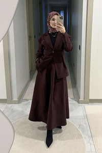 Gizli Cep Ve Önü Pile Detaylı Takım Bordo