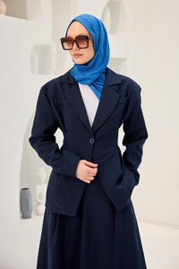 Gizli Cep Ve Önü Pile Detaylı Takım Lacivert