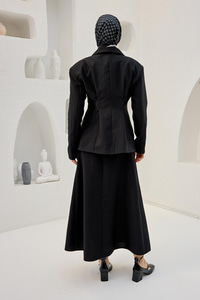 Gizli Cep Ve Önü Pile Detaylı Takım Siyah