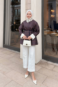 Gizli Düğmeli Bel Bağlamalı Gömlek Lacivert