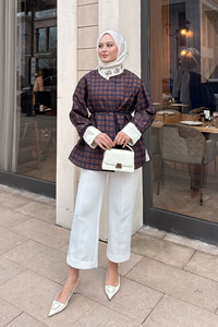 Gizli Düğmeli Bel Bağlamalı Gömlek Lacivert