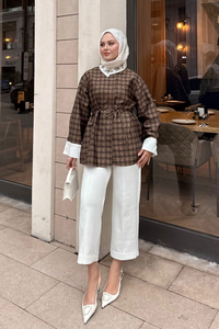 Gizli Düğmeli Bel Bağlamalı Gömlek Yağ Yeşil