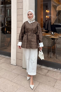 Gizli Düğmeli Bel Bağlamalı Gömlek Yağ Yeşil