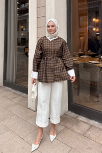 Gizli Düğmeli Bel Bağlamalı Gömlek Yağ Yeşil