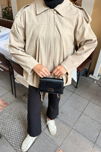 Gizli Düğmeli Kadife Ceket Taş