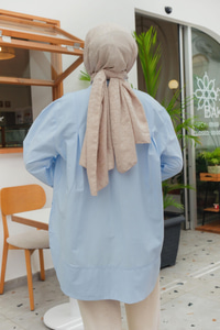 Gizli Düğmeli Kol Bağlama Detay Gömlek  Bebe Mavi