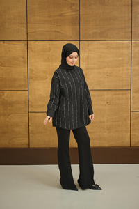 Gizli Düğmeli Ön taş Detay Regular Poplin Gömlek Siyah