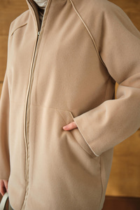 Gizli Fermuar Detay Deri Şeritli Ceket Vizon