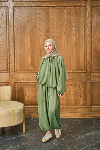 Gizli Fermuar Detay Takım Açık Yeşil