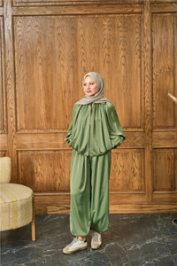 Gizli Fermuar Detay Takım Açık Yeşil