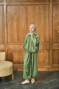 Gizli Fermuar Detay Takım Açık Yeşil