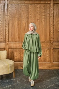 Gizli Fermuar Detay Takım Açık Yeşil